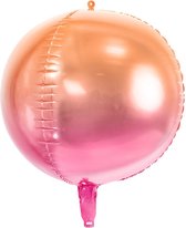 PARTYDECO - Roze en oranje ronde aluminium ballon - Decoratie > Ballonnen