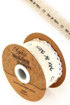 Eleganza huwelijk-lint cotton lace edge op rol 38mm x 4mtr MR & MRS