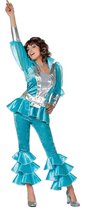 Wilbers & Wilbers - ABBA Kostuum - Zweedse Mamma Mia Luxe Aqua - Vrouw - Blauw - Maat 46 - Carnavalskleding - Verkleedkleding