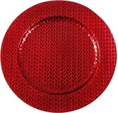 Rond rode kaarsenplateau/kaarsenbord met vlechtpatroon 33 cm - onderbord / kaarsenbord / onderzet bord voor kaarsen