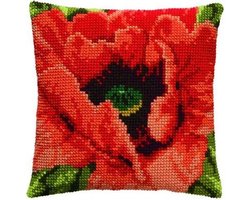 Pako borduurpakket kruissteek kussen - klaproos - geprint stramien- 003.207 - DIY kit