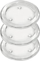 3x Ronde kaarsenhouder/kaars onderzetter van glas 11 cm - Glazen kaarsenhouders voor stompkaarsen tot 8 cm doorsnede - Woondecoraties