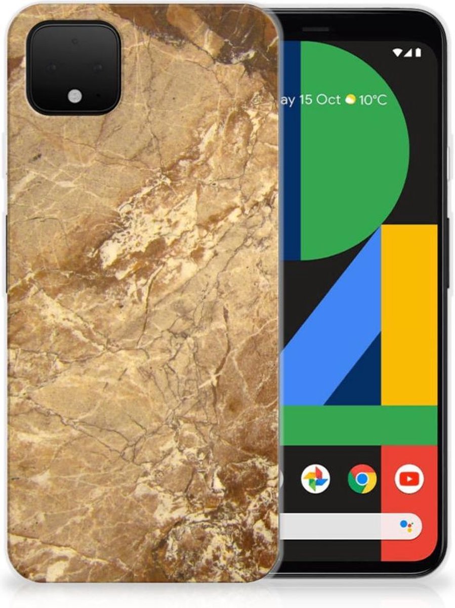 Google Pixel 4 XL TPU Siliconen Hoesje Marmer Creme
