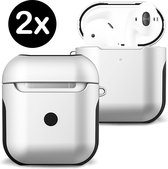Case Geschikt voor AirPods Hoesje Hoes Hard Cover - Hoesje Geschikt voor Apple Airpods 1/2 Case - Wit - 2 PACK