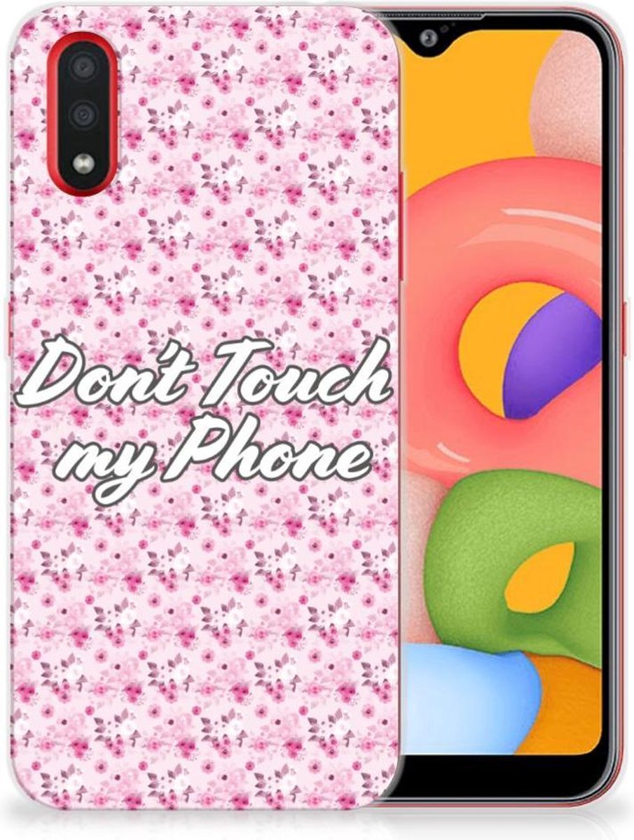 Samsung Galaxy A01 Silicone-hoesje Flowers Pink DTMP