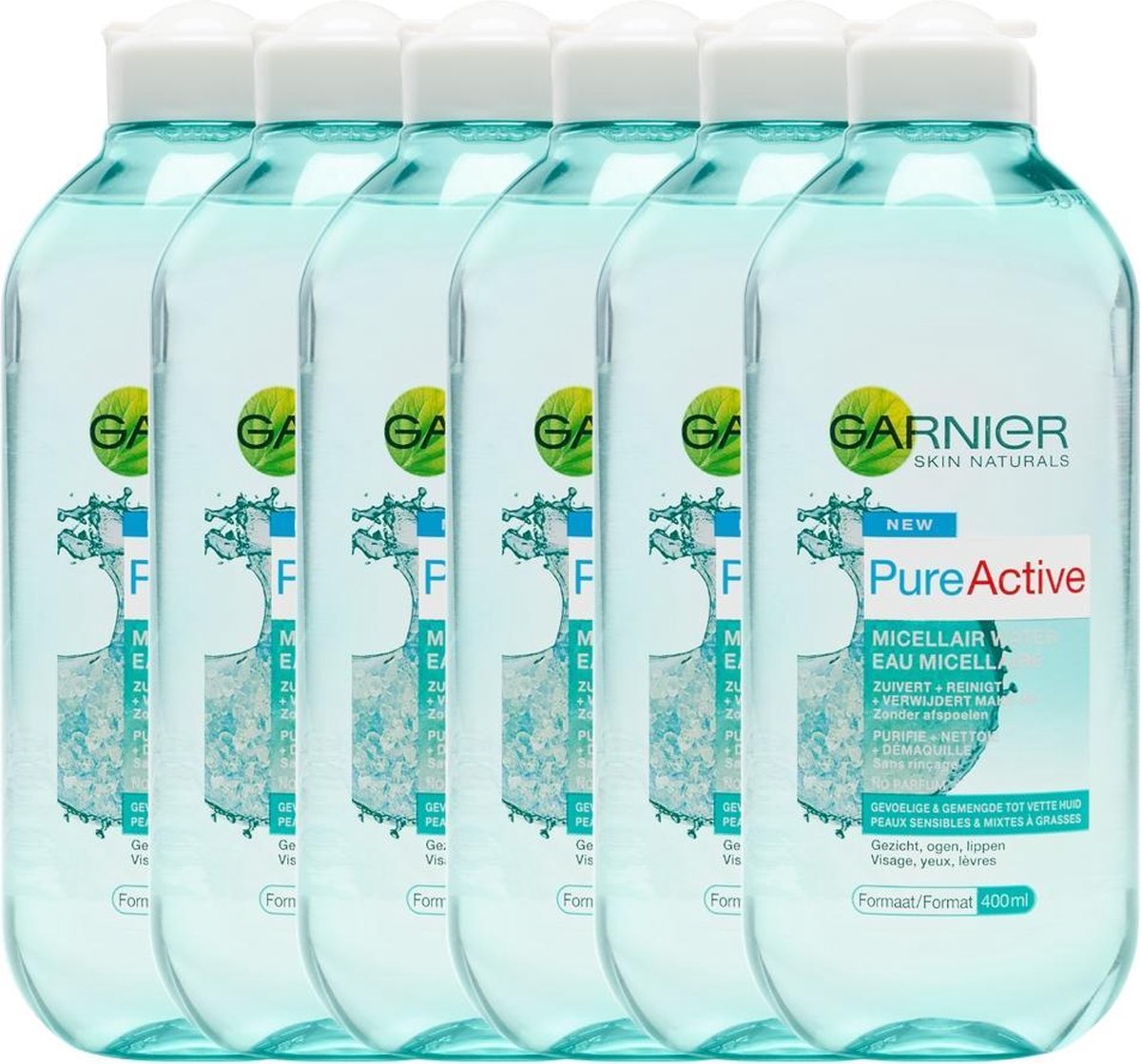 Garnier Skinactive Face Skin Naturals Pure Active Micellair Water - 6 X 400ml - Reinigingswater
