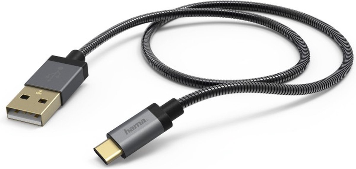 Hama Metalen USB-C Kabel naar USB Kabel - 1,5 Meter - Grijs | bol.com