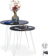 Relaxdays bijzettafel set van 2 - bijzettafeltjes - rond - bijzettafelset - mimiset - zwart