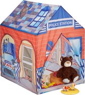 relaxdays speeltent politiestation - kindertent jongens - speelhuis politie - blauw-rood