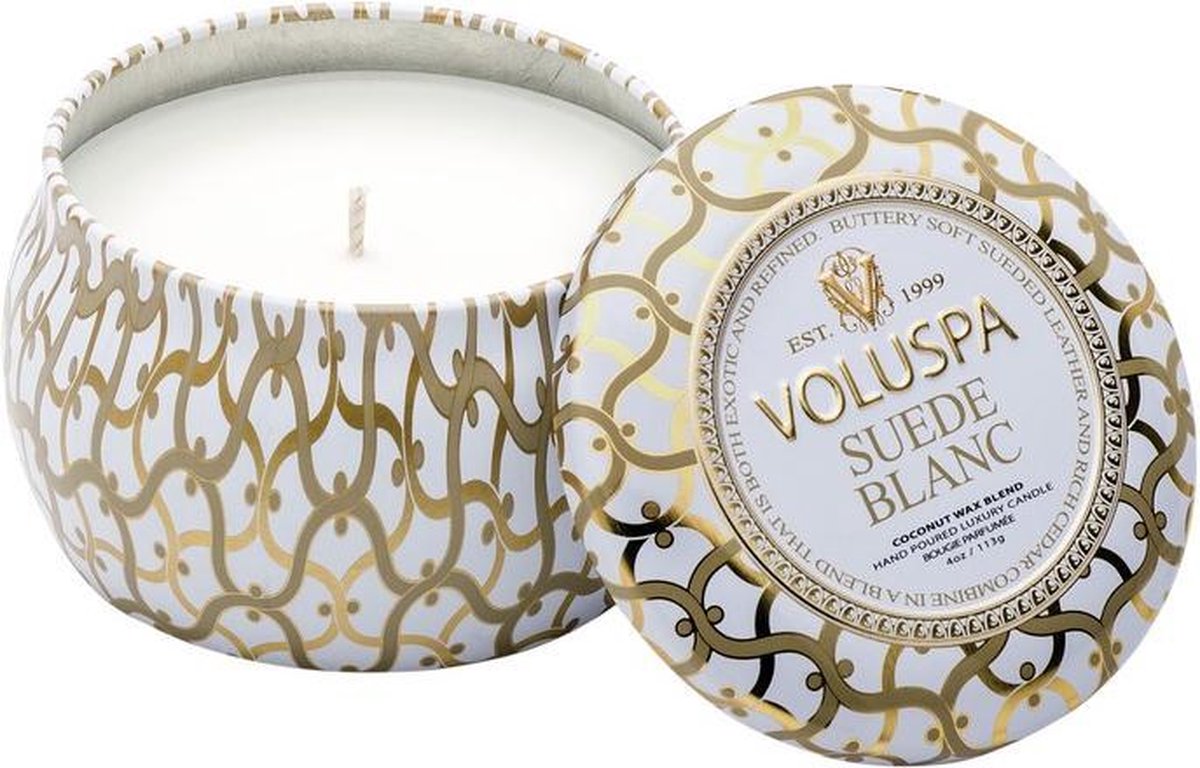 Voluspa Petite Decorative - Geurkaars - 115gr - Suede Blanc