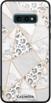 Samsung S10e hoesje glass - Stone & leopard | Samsung Galaxy S10e case | Hardcase backcover zwart