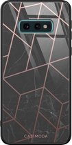 Samsung S10e hoesje glass - Marble | Marmer grid | Samsung Galaxy S10e case | Hardcase backcover zwart