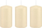 3x Cremewitte cilinderkaarsen/stompkaarsen 5 x 10 cm 23 branduren - Geurloze kaarsen - Woondecoraties