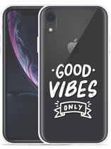 Geschikt voor Apple iPhone Xr Hoesje Good Vibes wit - Designed by Cazy