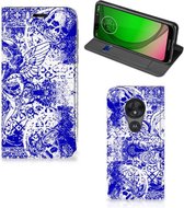 Mobiel BookCase Motorola Moto G7 Play Angel Skull Blue