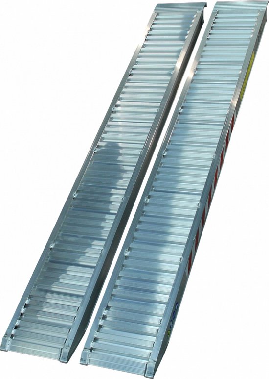 kaart lading Openlijk Set aluminium oprijplaten met lange lip - 2450 kg - 238x30x8 cm - voorzien  van haak... | bol.com