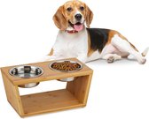 Relaxdays voerbak hond met standaard - dubbel - hondenvoerbak - eetbak - voederbak - rvs