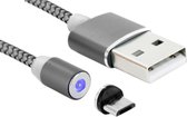 Mobiparts Magnetic USB-A naar Micro USB Kabel 1 Meter - Grijs