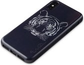 Wilma glow in the dark tijger glitter wild hoesje iPhone X XS - Zwart