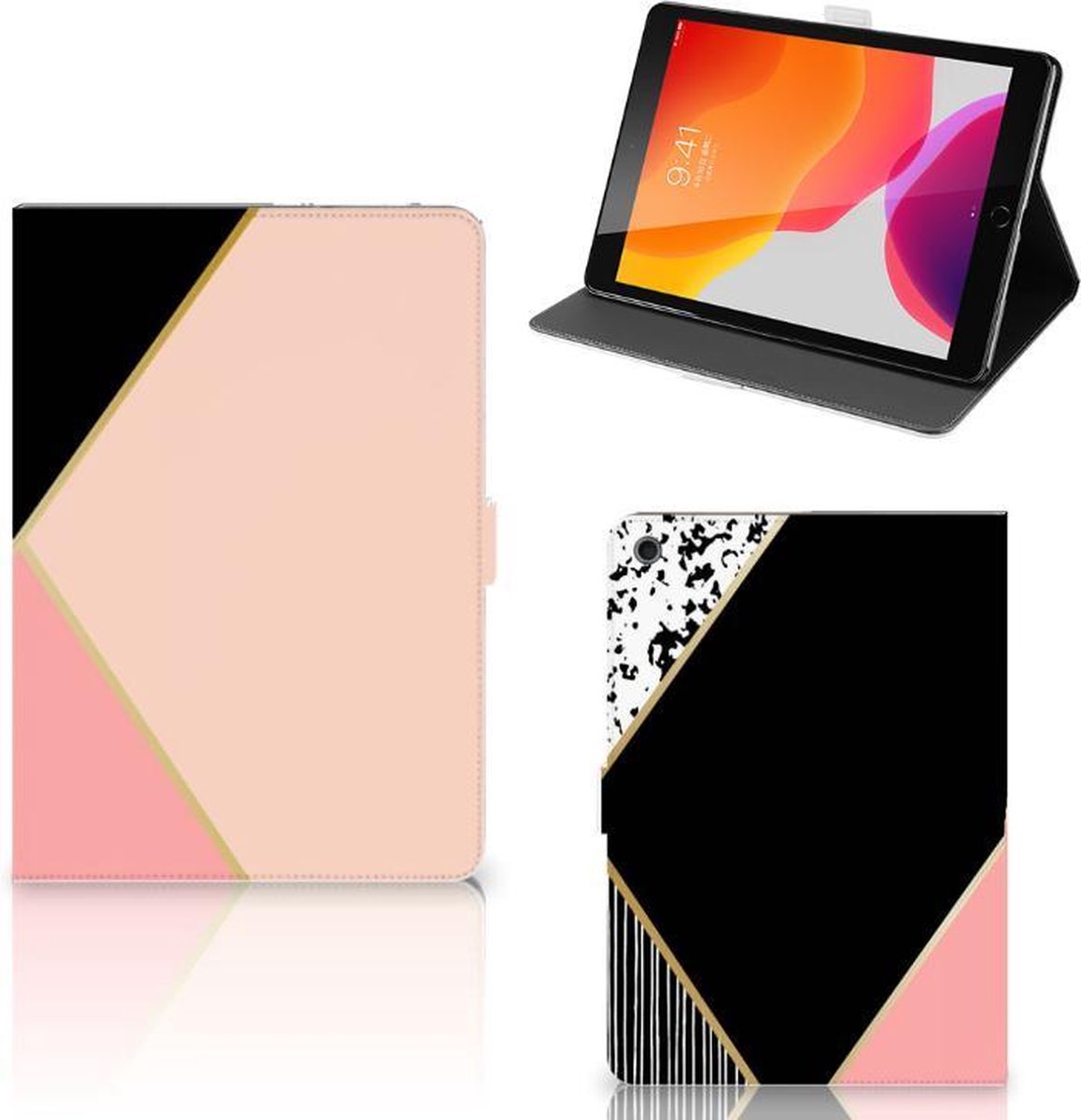 Beschermhoes iPad 10.2 (2019) | iPad 10.2 (2020) | iPad 10.2 (2021) Zwart Roze Vormen