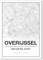 Poster/plattegrond OVERIJSSEL - 30x40cm