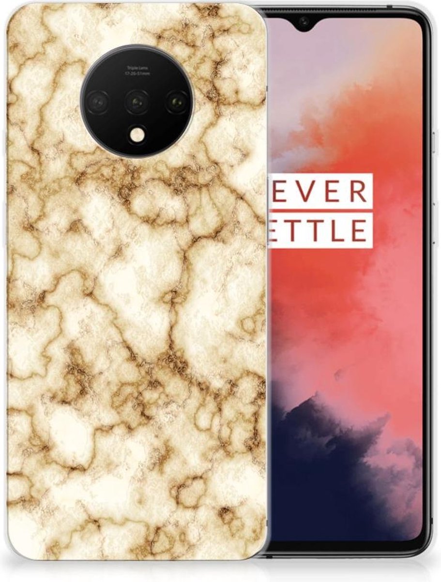 OnePlus 7T TPU Siliconen Hoesje Marmer Goud
