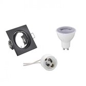 LED Spot Set - Trion - GU10 Fitting - Dimbaar - Inbouw Vierkant - Mat Zwart - 6W - Helder/Koud Wit 6400K - Kantelbaar 80mm