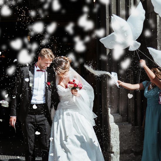 relaxdays 5x canon à confettis grand - mariage popper de fête - 40 cm -  papillon - blanc