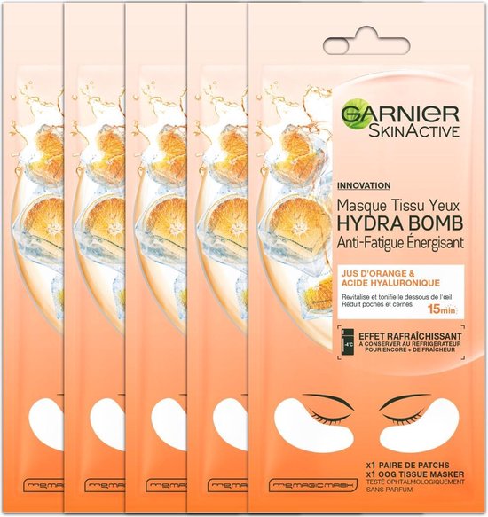 Garnier Skinactive Face Sheet Oogmasker - Sinaasappelsap en Hyaluronzuur - 20...