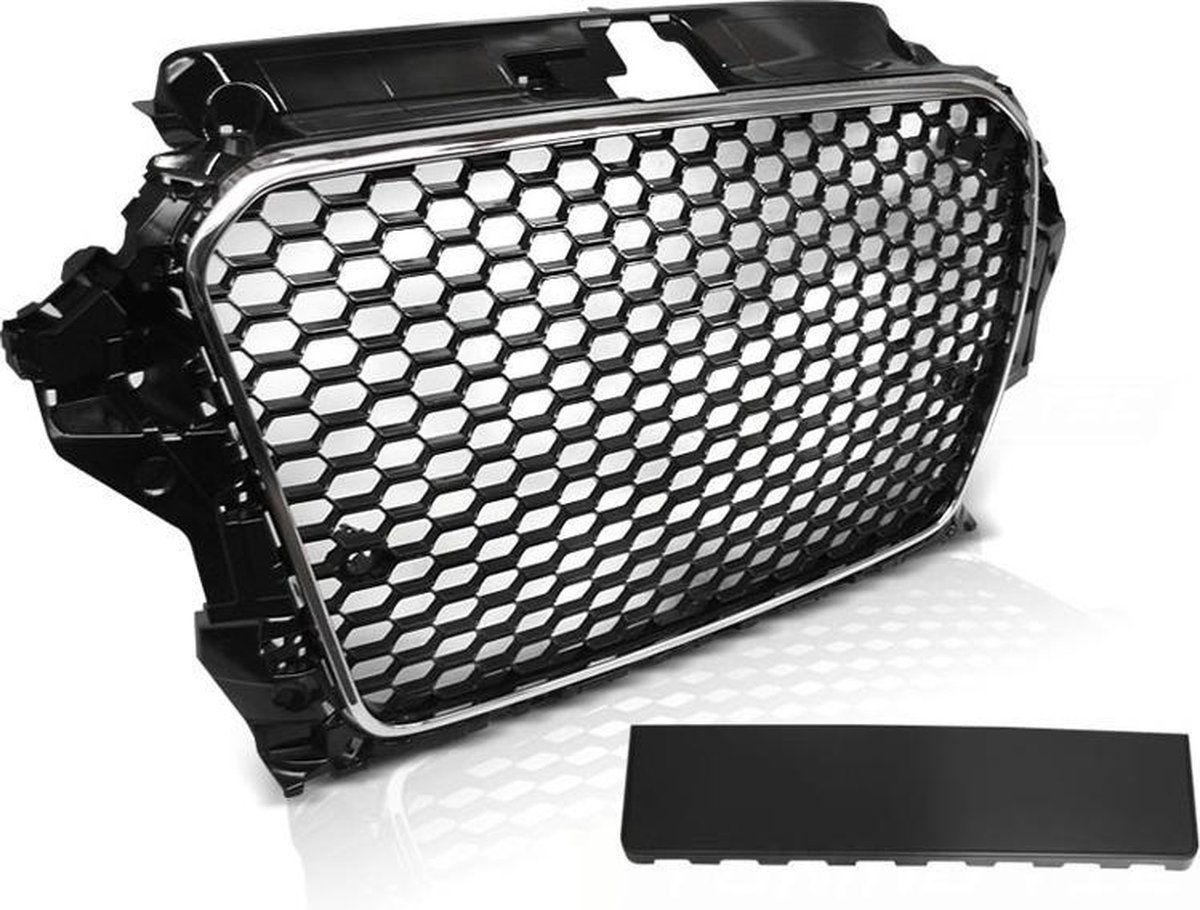 Grill geschikt voor AUDI A3 (8V) 12-16 RS3 STIJL CHROOM ZWART