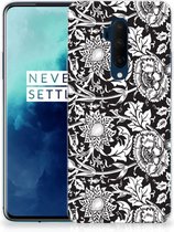Back Case OnePlus 7T Pro TPU Siliconen Hoesje Black Flowers
