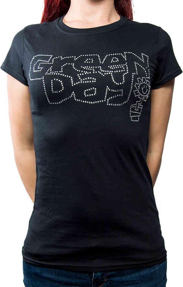 Afbeelding van product Rock Off  Green Day Dames Tshirt -M- Flower Pot Zwart  - maat M