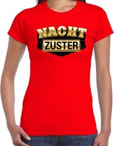 Nachtzuster Carnaval / verkleed t- shirt rood voor dames S