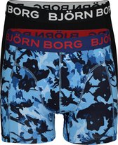 Björn Borg Cotton Stretch Shorts (2-pack) - heren boxers normale lengte - zwart en print - Maat: S