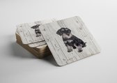 Hond Dwergschnauzer | Houten Onderzetters 6 Stuks