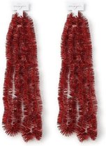 2x Kerstslingers rood 270 cm - Guirlandes folie lametta - Rode kerstboom versieringen