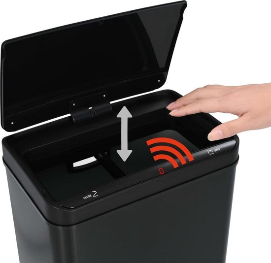 vidaXL Prullenbak met automatische sensor 80 L staal zwart