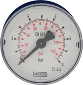 0..10 Bar Manometer Achteraansluiting Kunststof/Messing 50 mm Klasse 2.5 - MW01050PH