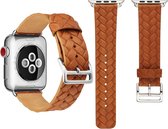Apple Watch luxe bandje van gevlochten leer|Geschikt voor Apple Watch 1 / 2 / 3 / 4 / 5 | 42MM / 44MM | Premium kwaliteit | Licht Bruin / Light Brown | TrendParts