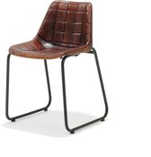 STOEL BALI ZW-CARRE LEDER BRUIN - Set van 4
