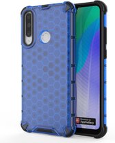 Huawei Y6p Hoesje - Mobigear - Honeycomb Serie - Hard Kunststof Backcover - Blauw - Hoesje Geschikt Voor Huawei Y6p