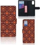Telefoonhoesje Samsung Galaxy A02s Flip Cover Samsung M02s Wallet Book Case Batik Brown