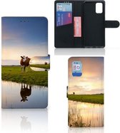Smartphone Hoesje Geschikt voor Samsung Galaxy A02s Flip Cover Geschikt voor Samsung M02s Flip Case Koe