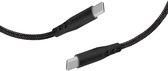 Mobiparts Braided USB-C naar USB-C Kabel 1 Meter - Zwart