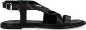 Manfield - Dames - Zwarte leren sandalen - Maat 38