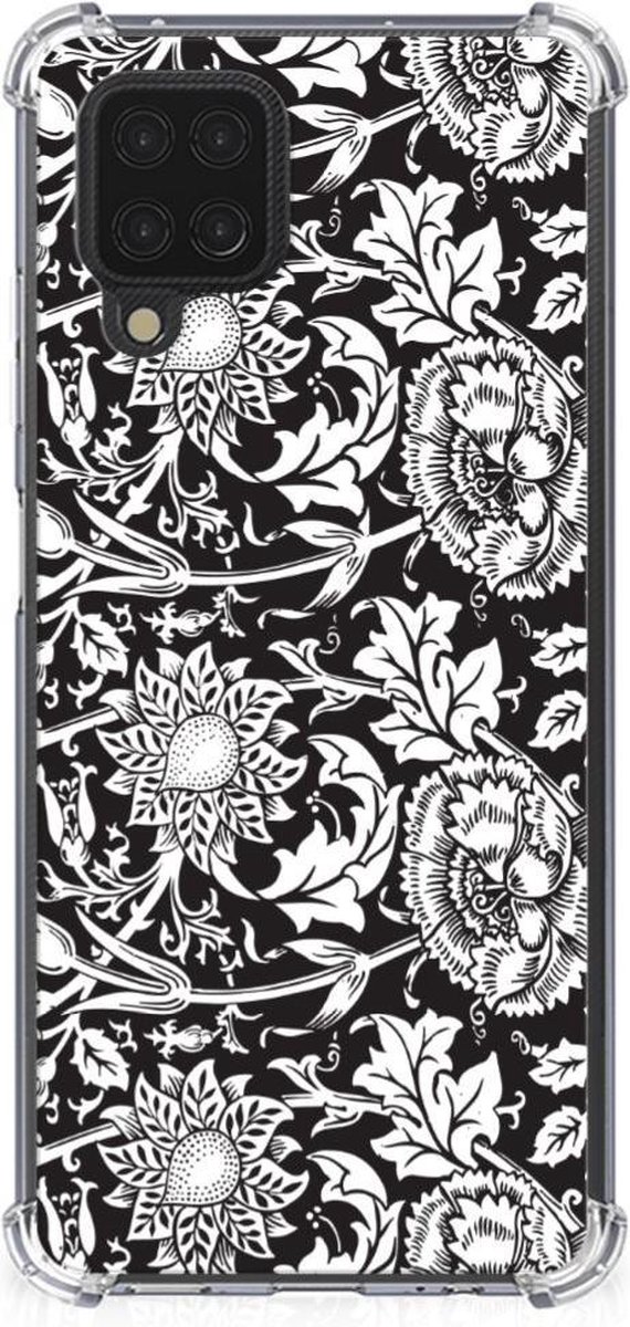Samsung Galaxy A12 Case Black Flowers