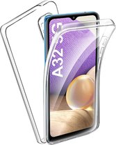 Hoesje Geschikt Voor Samsung Galaxy A32 5G Dual TPU Case hoesje 360° Cover 2 in 1 Case ( Voor en Achter) Transparant