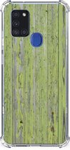 Telefoonhoesje met foto Samsung Galaxy A21s GSM Hoesje met doorzichtige rand Green Wood