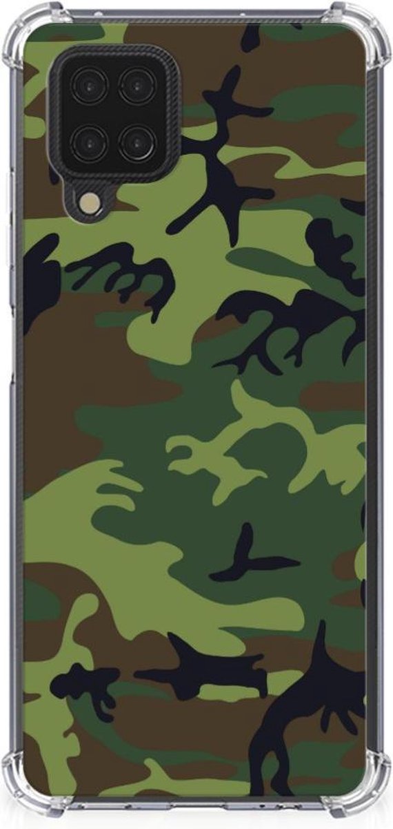 Samsung Galaxy A12 Doorzichtige Silicone Hoesje Army Dark
