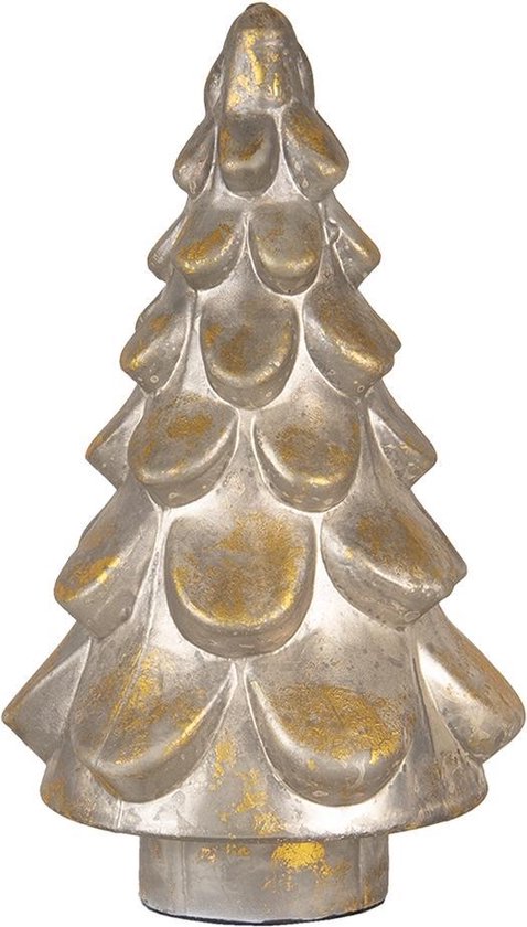 Clayre & Eef Beeld Kerstboom Ø 18x30 cm Goudkleurig Glas Kerstdecoratie